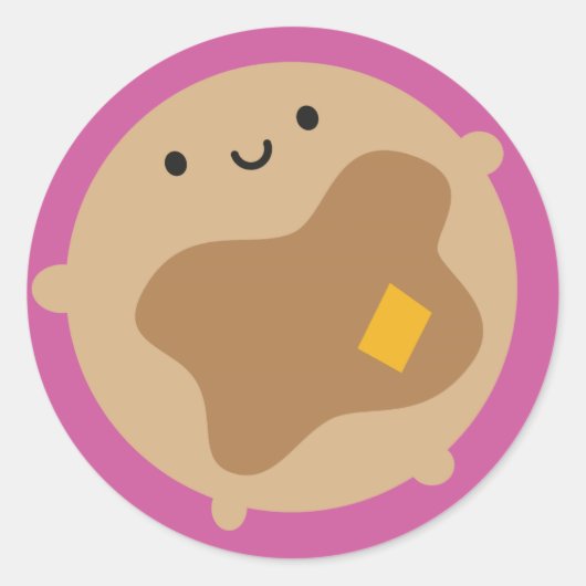 Kawaii Pancake Runder Aufkleber (Vorderseite)