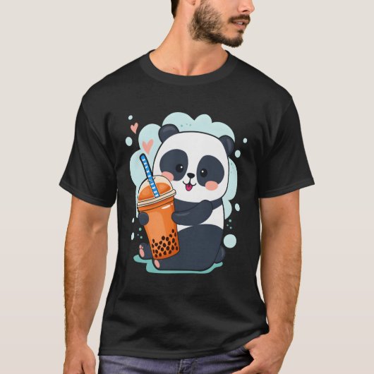 Kawaii Panda Anime Boba Drink Bubble Tea Tapioca T-Shirt (Vorderseite)