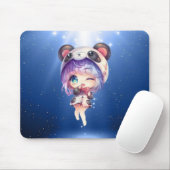 Kawaii Panda Anime Girl Mousepad (Mit Mouse)