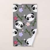 Kawaii Panda auf Grau Handtuch (Handtuch)