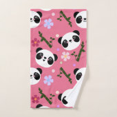 Kawaii Panda auf Rosa Badhandtuch Set (Handtuch)