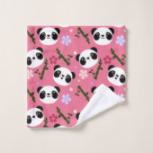 Kawaii Panda auf Rosa Badhandtuch Set (Waschlappen)
