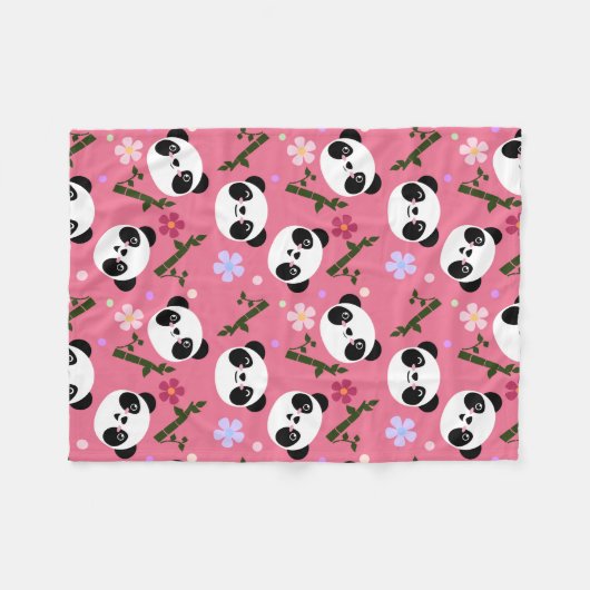 Kawaii Panda auf Rosa Fleecedecke (Vorderseite (Horizontal))