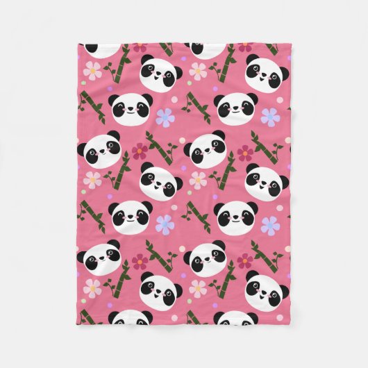 Kawaii Panda auf Rosa Fleecedecke (Vorderseite)
