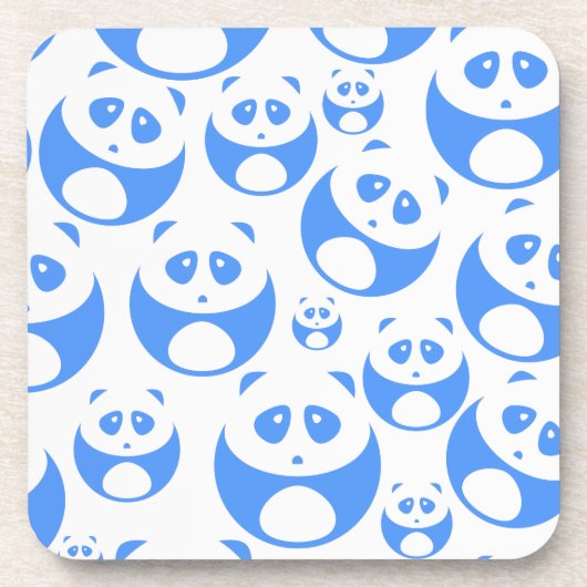Kawaii Panda Baby Blue and White Pattern Getränkeuntersetzer (Vorderseite)