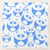 Kawaii Panda Baby Blue and White Pattern Glasuntersetzer (Vorderseite)
