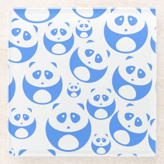 Kawaii Panda Baby Blue and White Pattern Glasuntersetzer (Vorderseite)