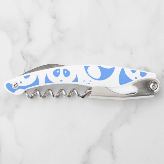 Kawaii Panda Baby Blue and White Pattern Kellnermesser (Rückseite)