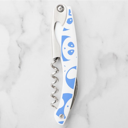Kawaii Panda Baby Blue and White Pattern Kellnermesser (Vorderseite)