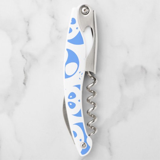 Kawaii Panda Baby Blue and White Pattern Kellnermesser (Rückseite)