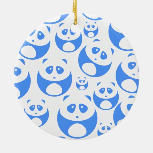 Kawaii Panda Baby Blue and White Pattern Keramik Ornament (Hinten)
