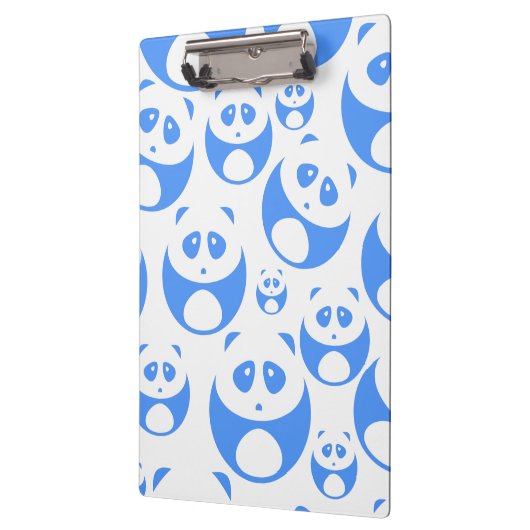 Kawaii Panda Baby Blue and White Pattern Klemmbrett (Links)