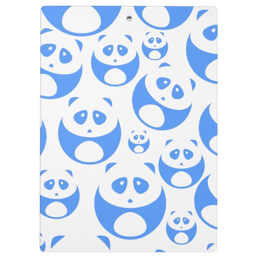 Kawaii Panda Baby Blue and White Pattern Klemmbrett (Rückseite)