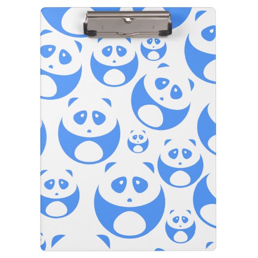 Kawaii Panda Baby Blue and White Pattern Klemmbrett (Vorderseite)