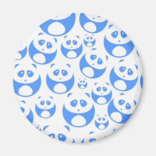 Kawaii Panda Baby Blue and White Pattern Magnet (Vorne)