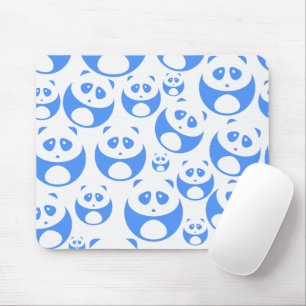 Kawaii Panda Baby Blue and White Pattern Mousepad