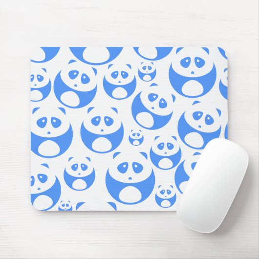 Kawaii Panda Baby Blue and White Pattern Mousepad (Mit Mouse)