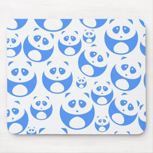 Kawaii Panda Baby Blue and White Pattern Mousepad (Vorne)