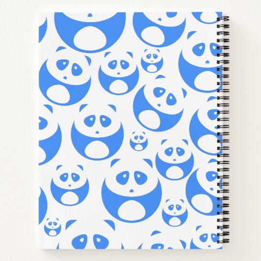 Kawaii Panda Baby Blue and White Pattern Notizblock (Rückseite)