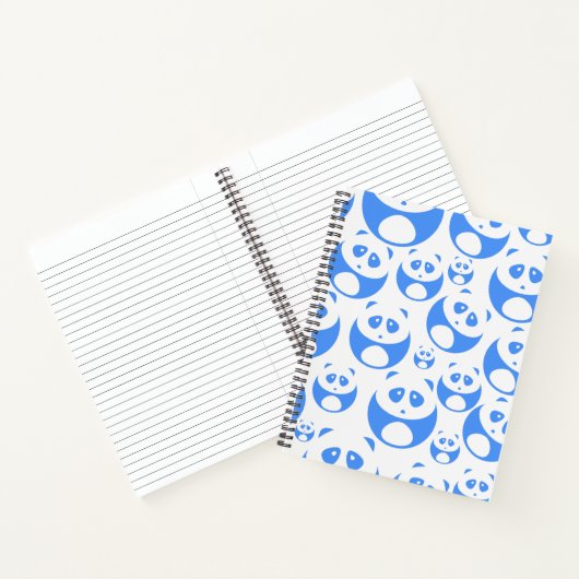 Kawaii Panda Baby Blue and White Pattern Notizblock (Innenseite)