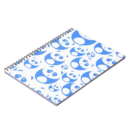 Kawaii Panda Baby Blue and White Pattern Notizblock (Linke Seite)