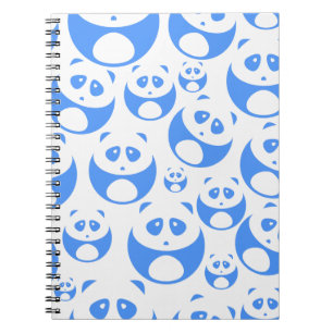 Kawaii Panda Baby Blue and White Pattern Notizblock