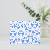 Kawaii Panda Baby Blue and White Pattern Postkarte (Stehend Vorderseite)