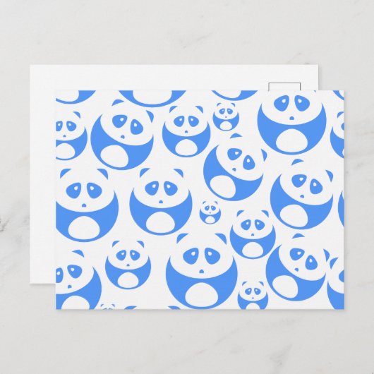 Kawaii Panda Baby Blue and White Pattern Postkarte (Vorne/Hinten)
