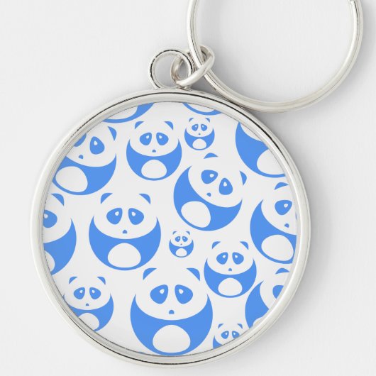 Kawaii Panda Baby Blue and White Pattern Schlüsselanhänger (Vorne)