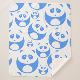 Kawaii Panda Baby Blue and White Pattern Sherpadecke