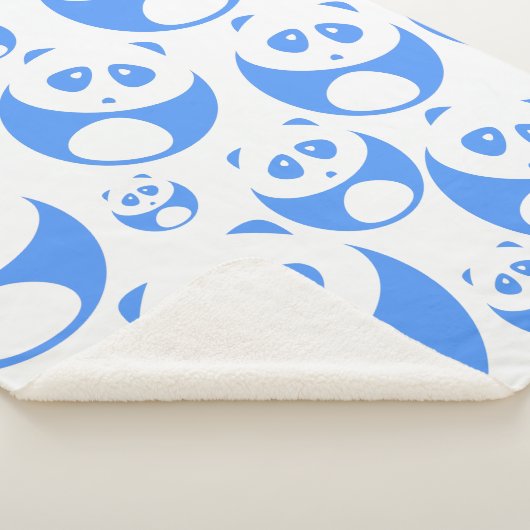 Kawaii Panda Baby Blue and White Pattern Sherpadecke (3/4)