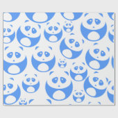 Kawaii Panda Baby Blue und White Pattern Geschenkpapier (Flach)