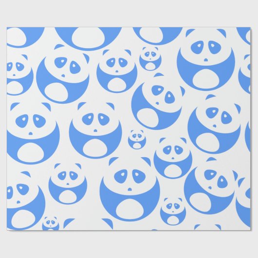 Kawaii Panda Baby Blue und White Pattern Geschenkpapier (Flach)
