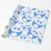 Kawaii Panda Baby Blue und White Pattern Geschenkpapier (Ungerollt)