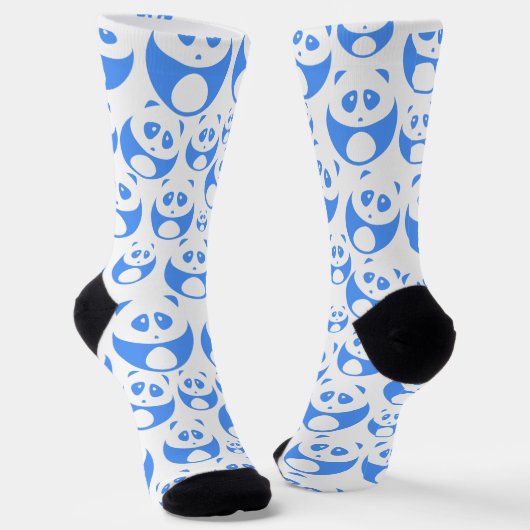 Kawaii Panda Baby Blue und White Pattern Socken (Gewinkelt)
