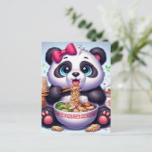 Kawaii Panda Bear Eating Ramen Postkarte (Stehend Vorderseite)