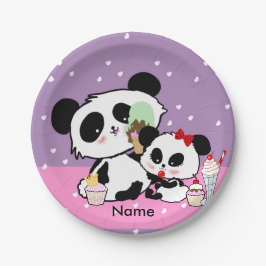 Kawaii Panda Bear Funny Niedlich Named Gifts Pappteller (Vorderseite)