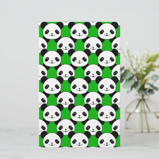Kawaii Panda Bear Pattern Briefpapier (Stehend Vorderseite)