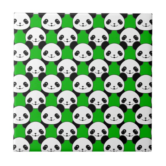 Kawaii Panda Bear Pattern Fliese (Vorderseite)