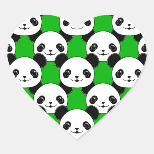 Kawaii Panda Bear Pattern Herz-Aufkleber