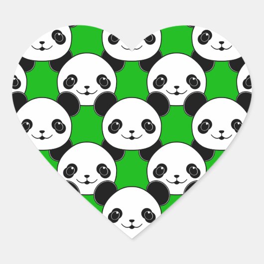 Kawaii Panda Bear Pattern Herz-Aufkleber (Vorderseite)