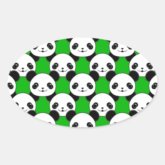 Kawaii Panda Bear Pattern Ovaler Aufkleber (Vorderseite)