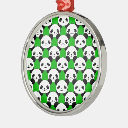 Kawaii Panda Bear Pattern Silbernes Ornament (Links)