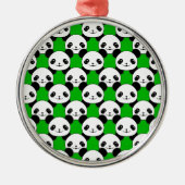 Kawaii Panda Bear Pattern Silbernes Ornament (Vorne)