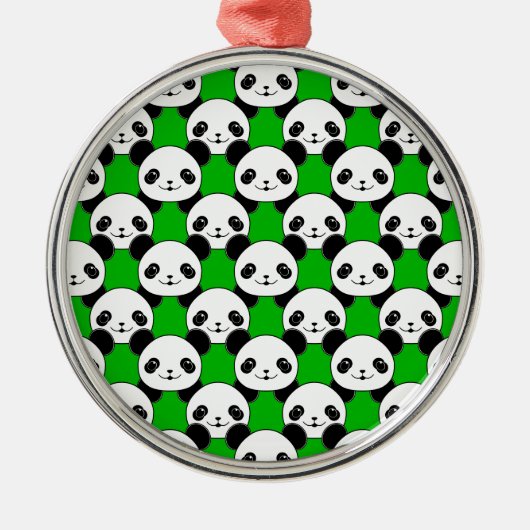 Kawaii Panda Bear Pattern Silbernes Ornament (Vorne)