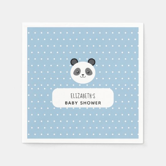 Kawaii Panda Blue Boy Baby Duschpolka Punkte Serviette (Vorderseite)