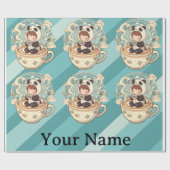 Kawaii Panda Coffee Gift Wrap Paper Geschenkpapier (Flach)