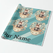 Kawaii Panda Coffee Gift Wrap Paper Geschenkpapier (Ungerollt)