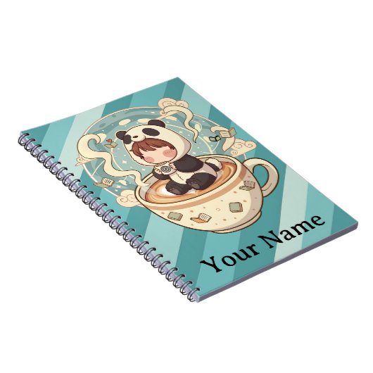 Kawaii Panda Coffee Study Spiral Notebook Notizblock (Rechte Seite)
