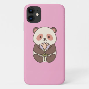 Kawaii Panda — Cute Panda with Lotus on pink Case-Mate iPhone Hülle